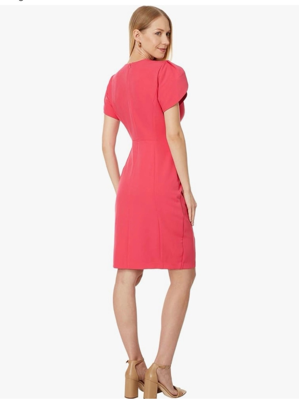 Liverpool Los Angeles Pink Puff Tulip Sleeve Midi Sheath Dress - Picture 2 of 6